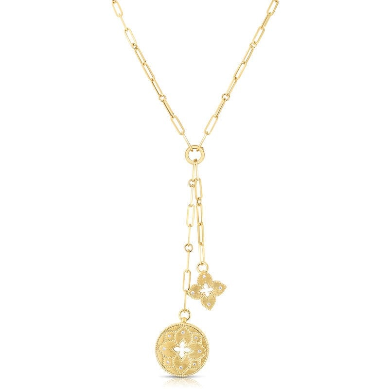 Roberto Coin 18K Yellow Gold Venetian Diamond Princess Double Medallion Necklace