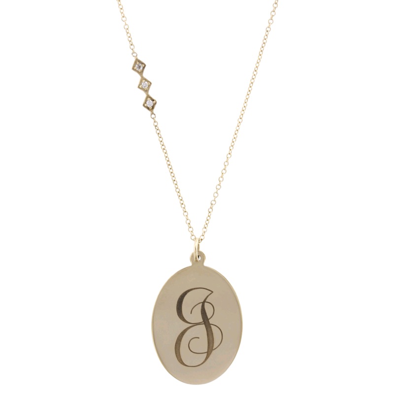Zoe Chicco 14K Yellow Gold Monogram Disc Diamond Pendant