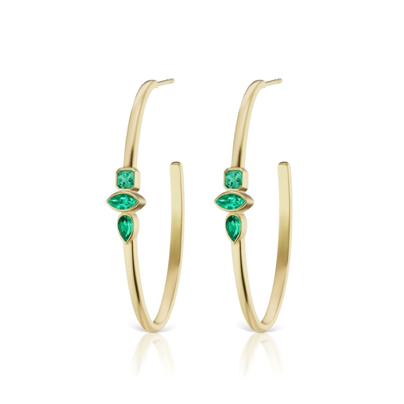 Sorellina 18K Yellow Gold Emerald Hoop Earrings