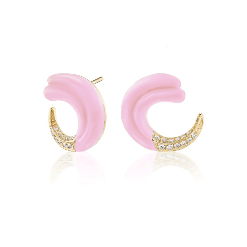 Sorellina 18K Yellow Gold Pink Opal Seashell Earrings