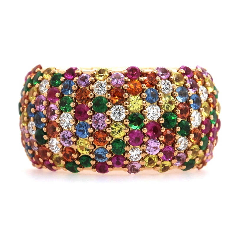 Zydo 18K Yellow Gold Diamond & Gemstone Stretch Ring
