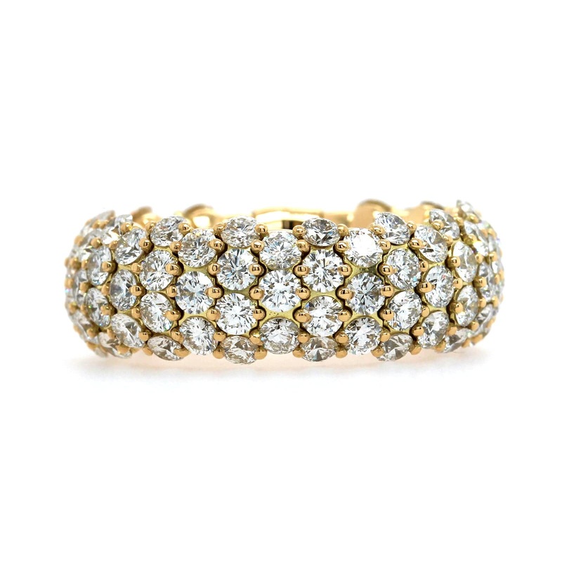Zydo 18K Yellow Gold Pave Diamond Multi Row Stretch Ring