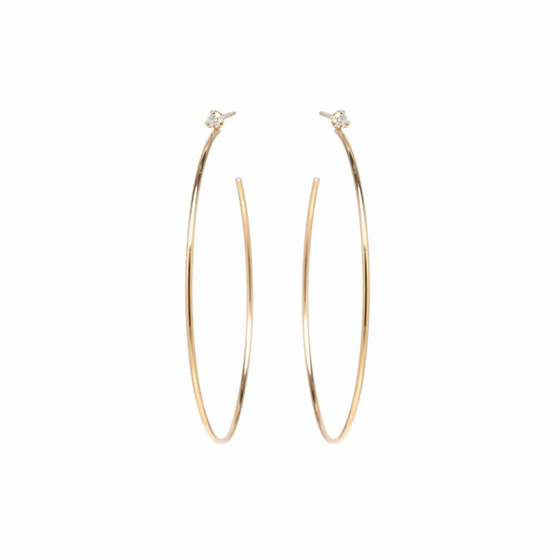 Zoe Chicco 14K Yellow Gold Large Diamond Hoop Earrings