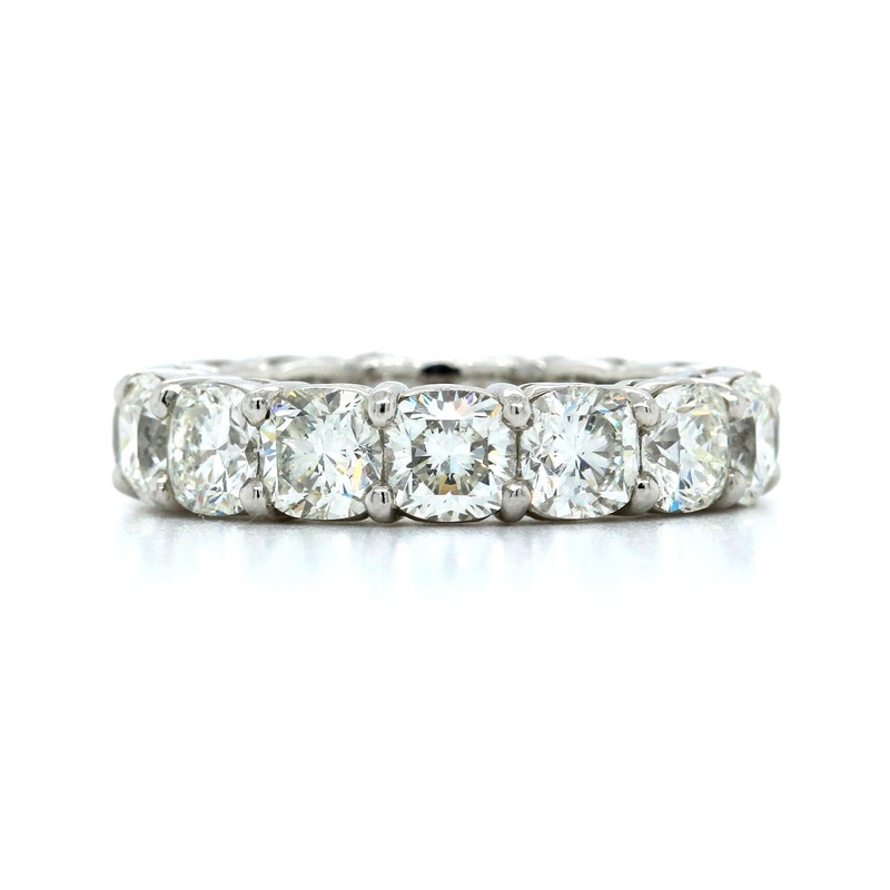 Platinum Shared Prong Cushion Cut Diamond Eternity Band