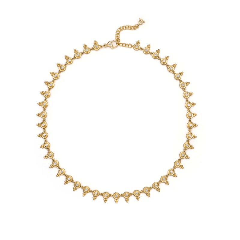 Temple St. Clair 18K Yellow Gold Diamond Trio Motif Necklace