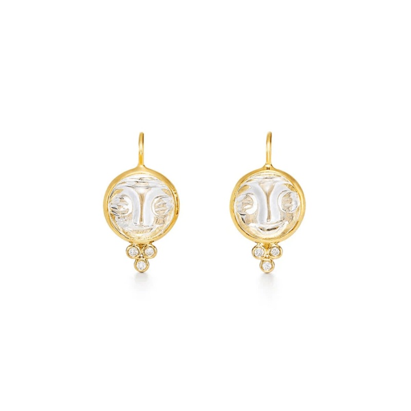 Temple St. Clair 18K Yellow Gold Moonstone Face Drop Earrings