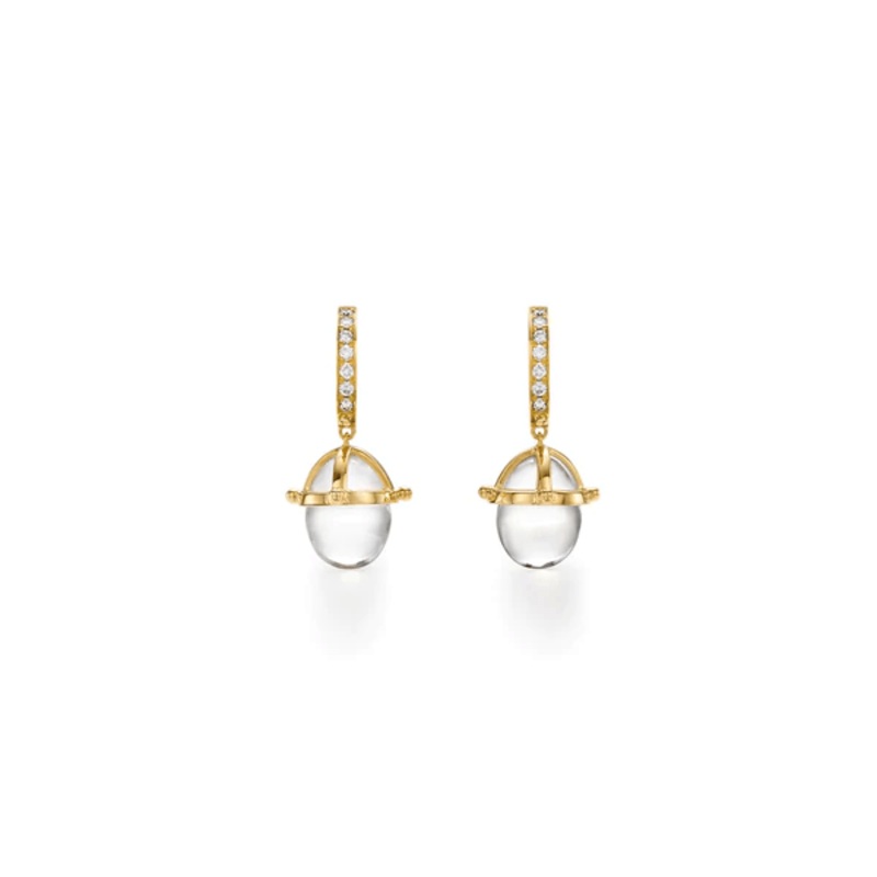 Temple St. Clair 18K Yellow Gold Rock Crystal Diamond Drop Earrings
