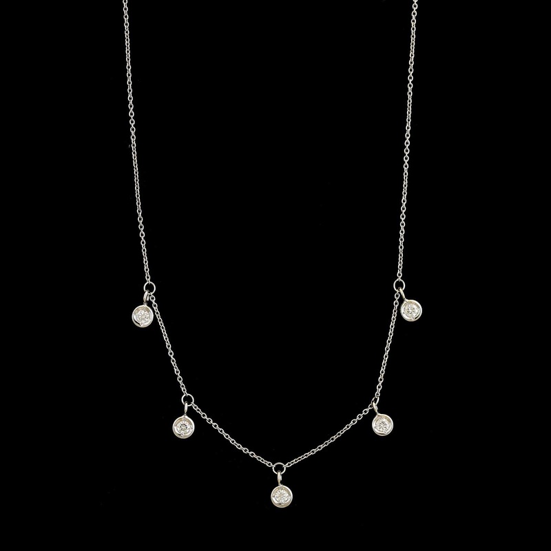 Roberto Coin 18K White Gold Estate Diamond by The Inch Dangling Station Necklace