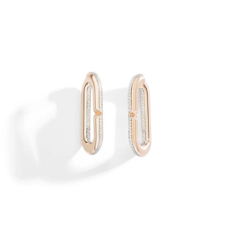 Vhernier 18K Rose Gold Mon Jeu Maxi Diamond Hoop Earrings