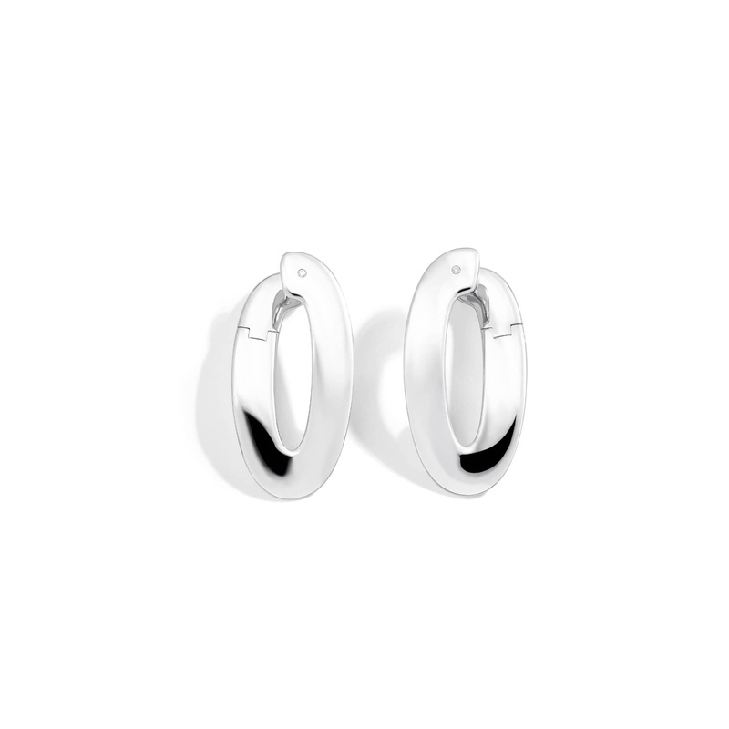 Vhernier 18K White Gold Olimpia Link Hoop Earrings