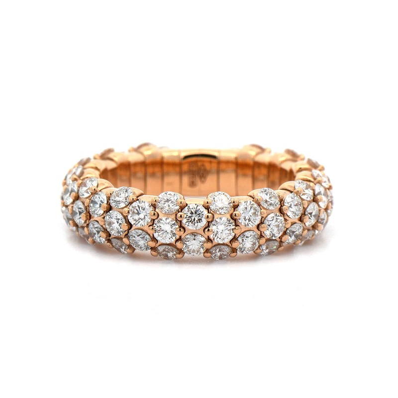 Zydo 18K Rose Gold Slim Domed Diamond Stretch Ring