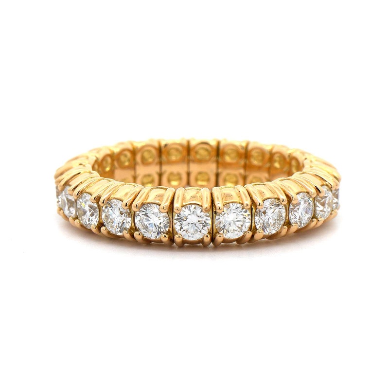 Zydo 18K Yellow Gold Prong Set Round Diamond Stretch Ring